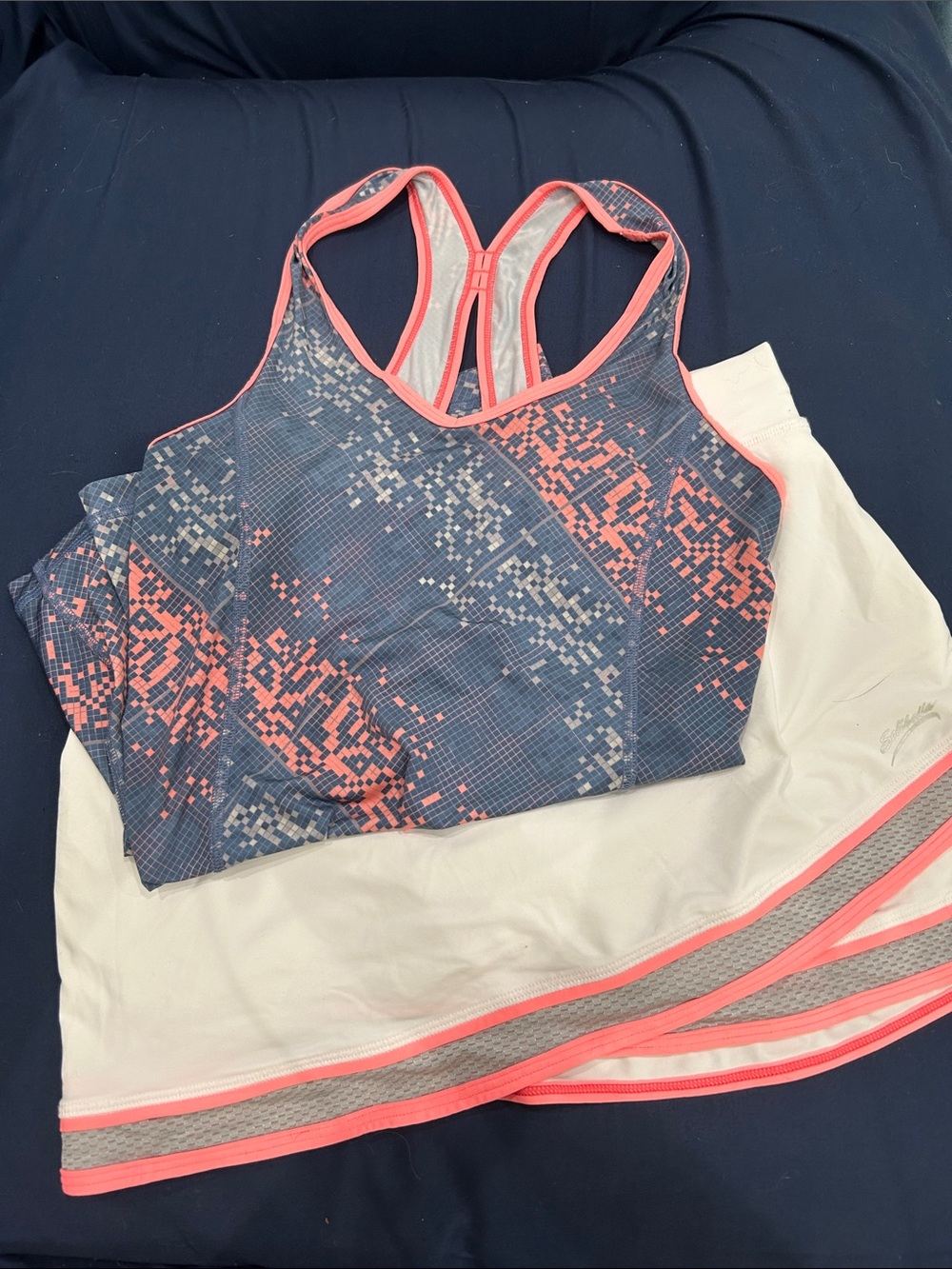 Sofibella tennis skirt and matching Razorback top. Size small.